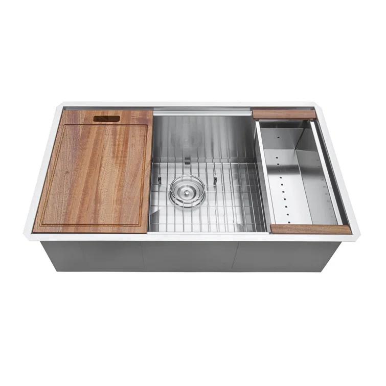 Ruvati Workstation Rounded Corners Undermount Ledge Kitchen Sink with Accessories