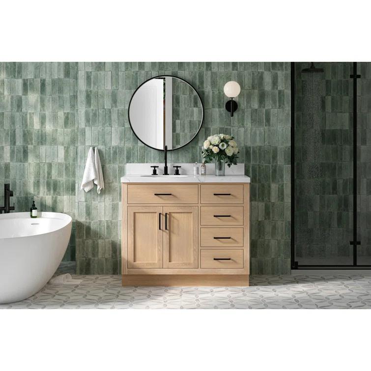 Ariel T042s-L-Bc Hepburn 42" Single Free Standing Vanity Cabinet Only - White