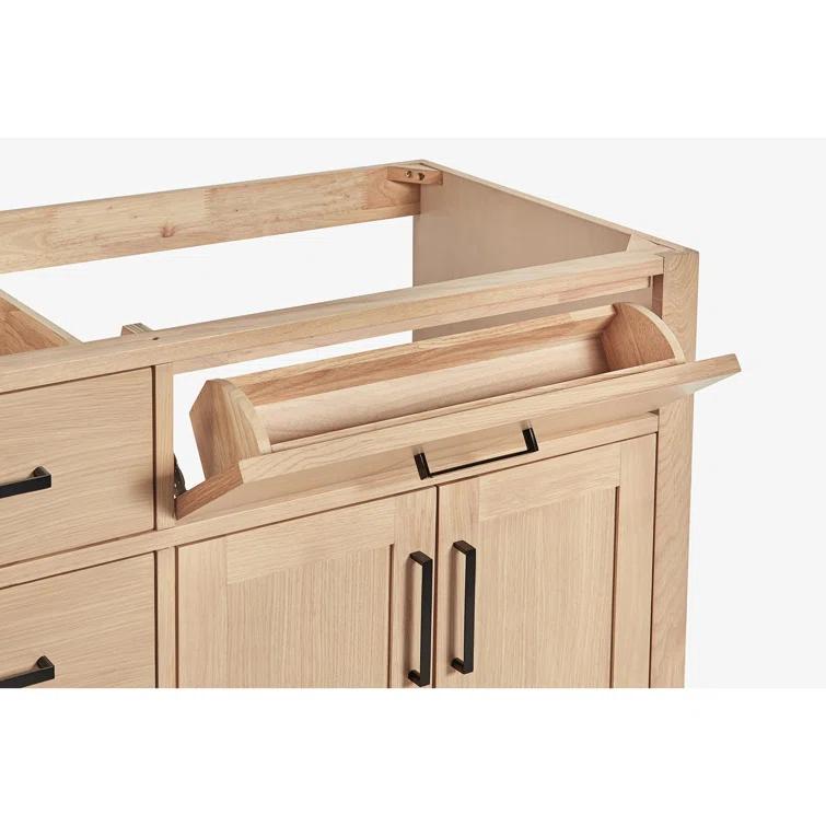 Wildon Home® Tidworth 42'' Solid Wood Single Bathroom Vanity with 1.5'' Carrara Quartz Top, Right Offset Rectangular Sink