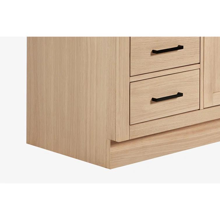 Wildon Home® Tidworth 42'' Solid Wood Single Bathroom Vanity with 1.5'' Carrara Quartz Top, Right Offset Rectangular Sink
