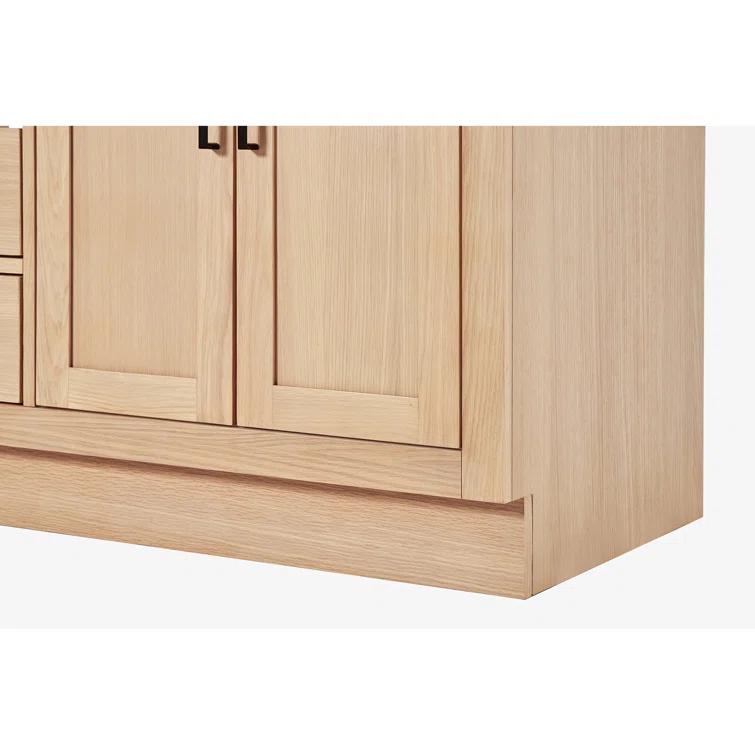 Tidworth 66'' Solid Wood Double Bathroom Vanity with 1.5'' Carrara Quartz Top, Rectangular Sinks