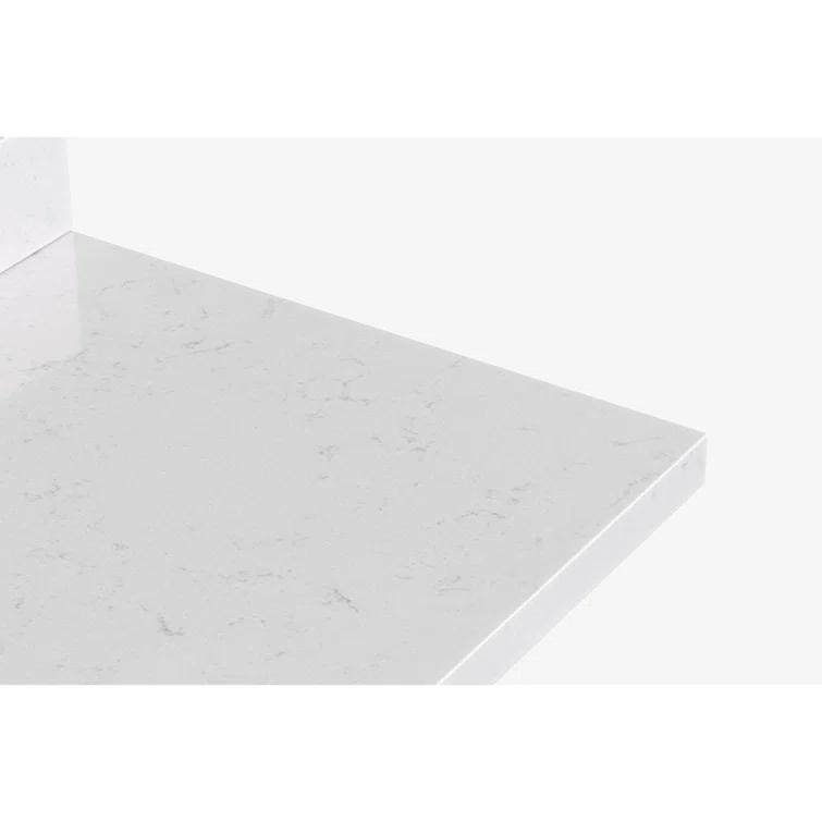 Wildon Home® Tidworth 42'' Solid Wood Single Bathroom Vanity with 1.5'' Carrara Quartz Top, Right Offset Rectangular Sink
