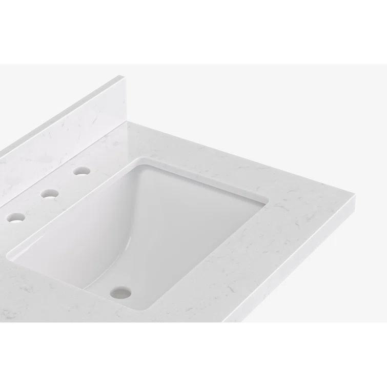 Tidworth 66'' Solid Wood Double Bathroom Vanity with 1.5'' Carrara Quartz Top, Rectangular Sinks