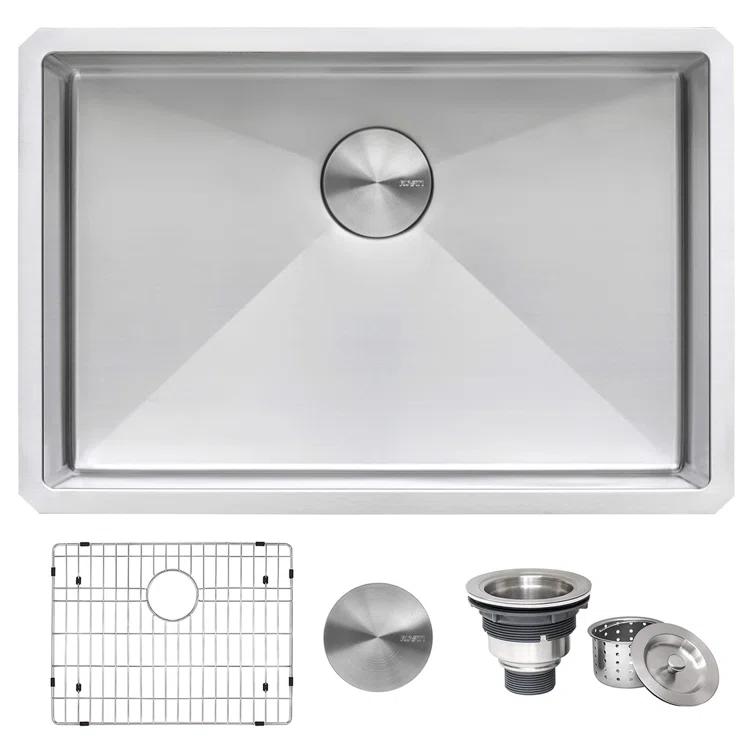 Ruvati Bar Prep Sink Narrow Trough Undermount 16 Gauge Stainless Steel Single Bowl