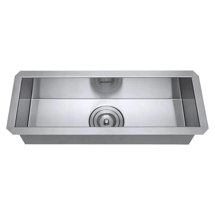 Ruvati Bar Prep Sink Narrow Trough Undermount 16 Gauge Stainless Steel Single Bowl