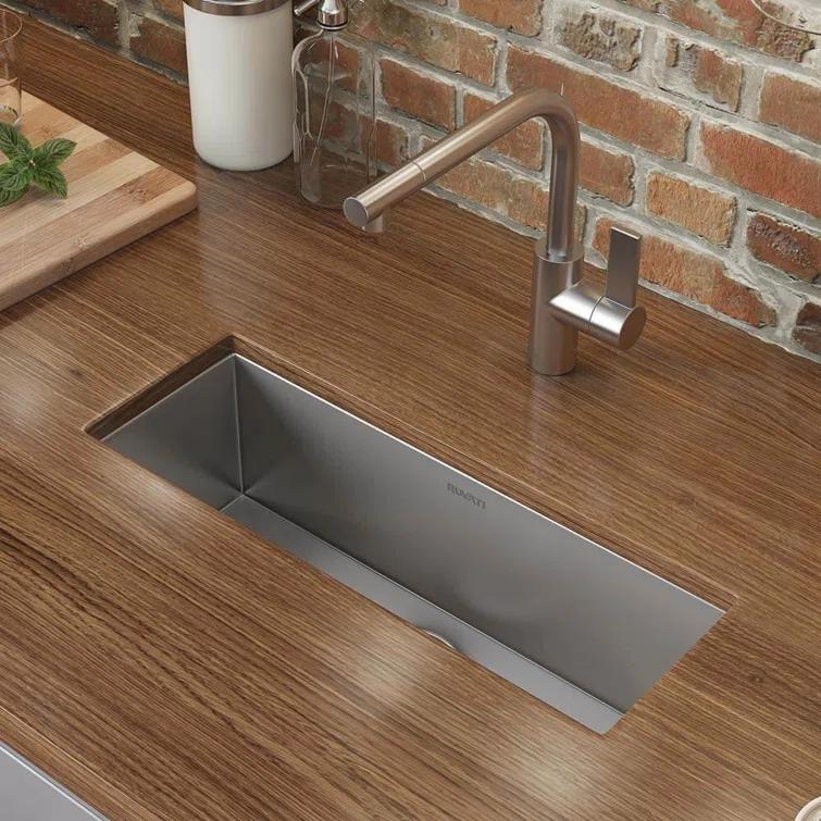 Ruvati Bar Prep Sink Narrow Trough Undermount 16 Gauge Stainless Steel Single Bowl