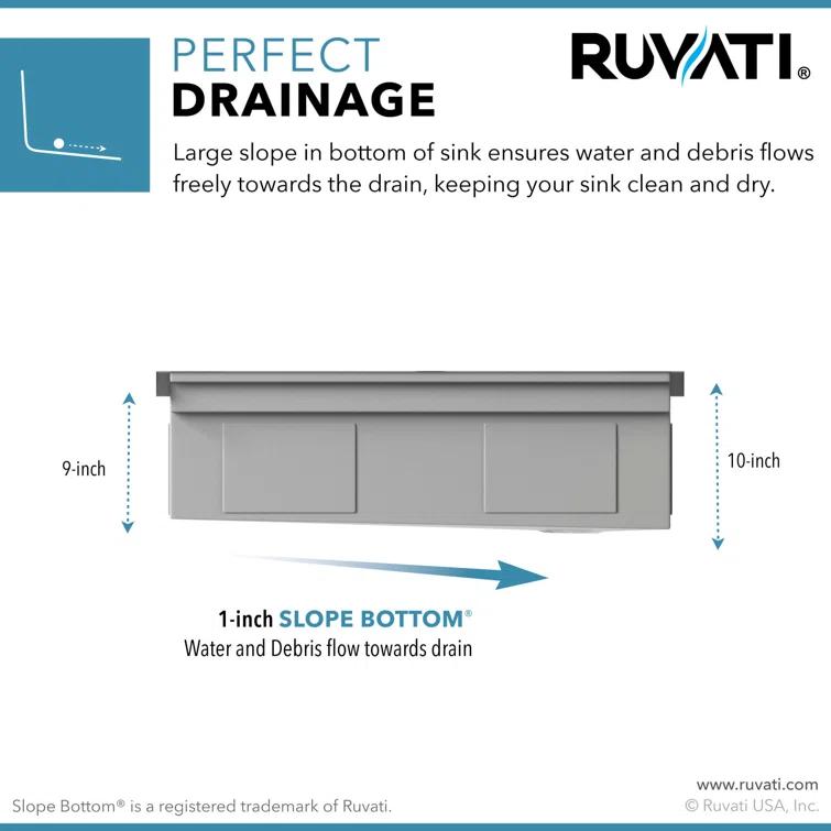 Ruvati RVH8333 Ruvati 45-inch Workstation Two-Tiered Ledge Kitchen Sink Undermount 16 Gauge Stainless Steel