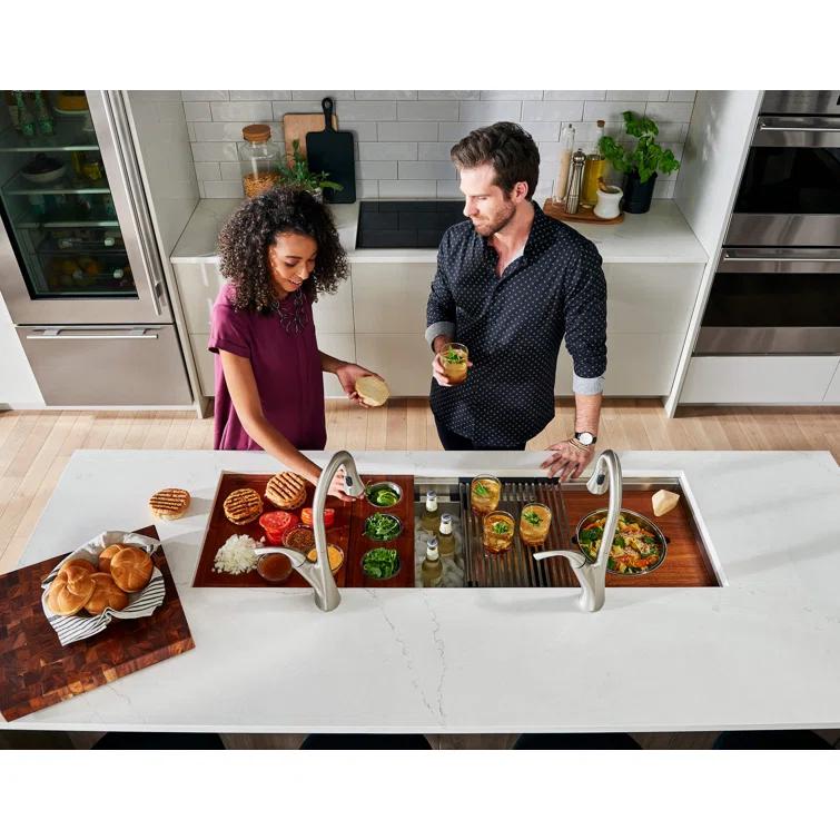Ruvati RVH8333 Ruvati 45-inch Workstation Two-Tiered Ledge Kitchen Sink Undermount 16 Gauge Stainless Steel