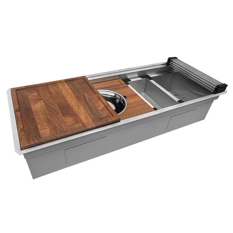 Ruvati RVH8333 Ruvati 45-inch Workstation Two-Tiered Ledge Kitchen Sink Undermount 16 Gauge Stainless Steel