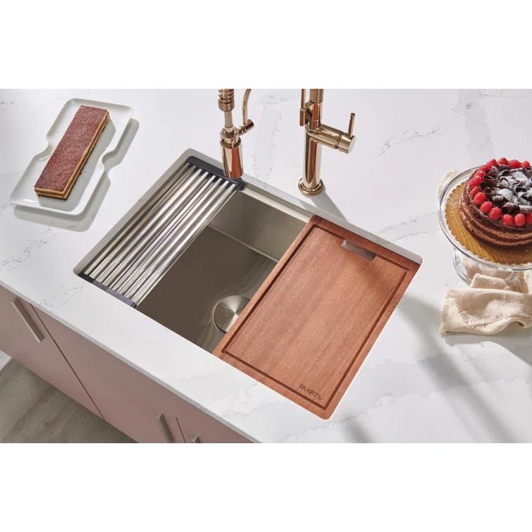 Ruvati Workstation Rounded Corners Undermount Ledge Kitchen Sink with Accessories