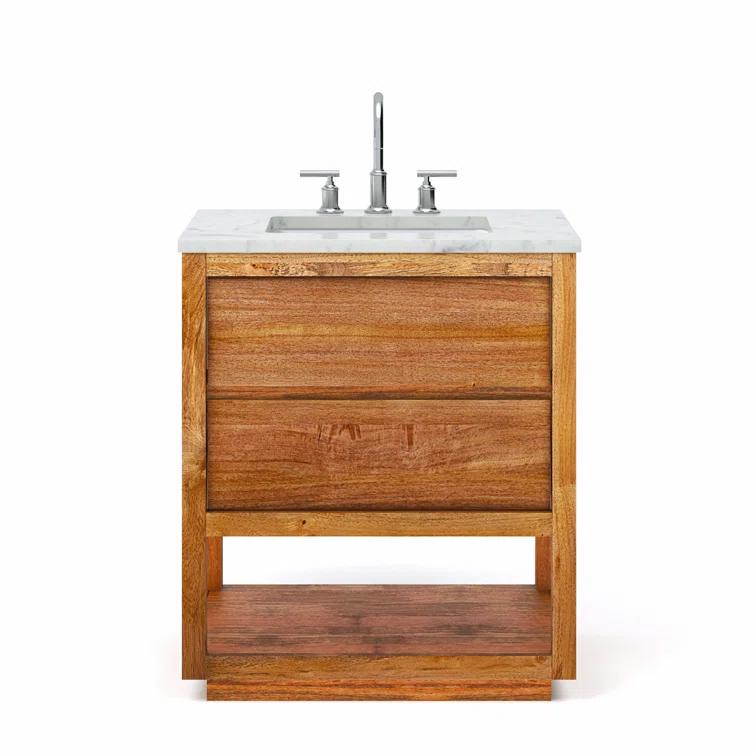 Oakman 30" Mango Wood Single Sink Vanity with Carrara Marble Top