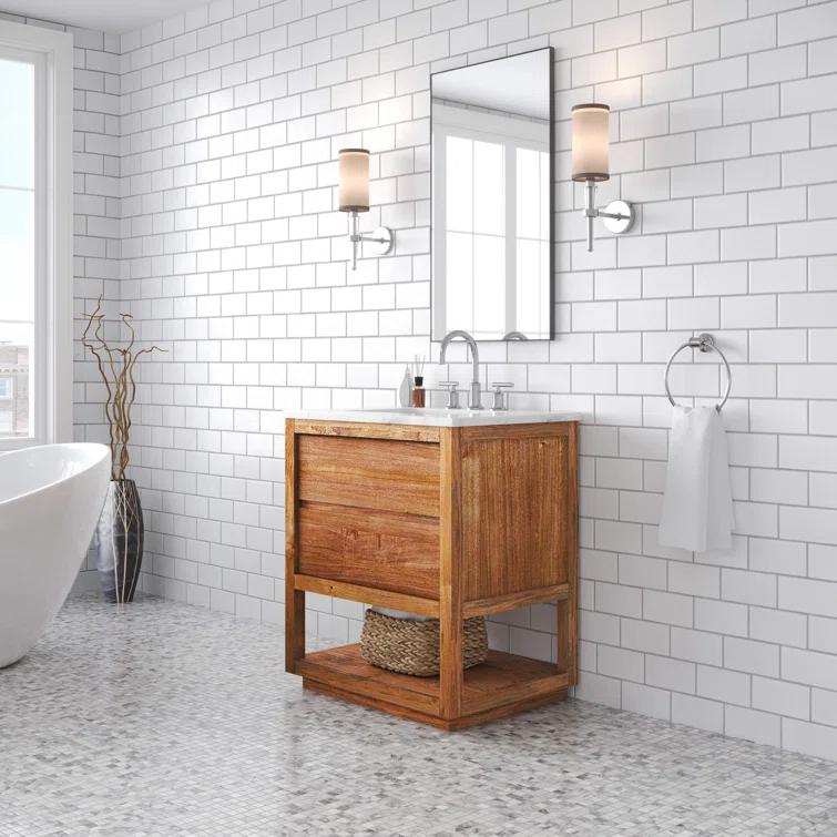 Oakman 30" Mango Wood Single Sink Vanity with Carrara Marble Top