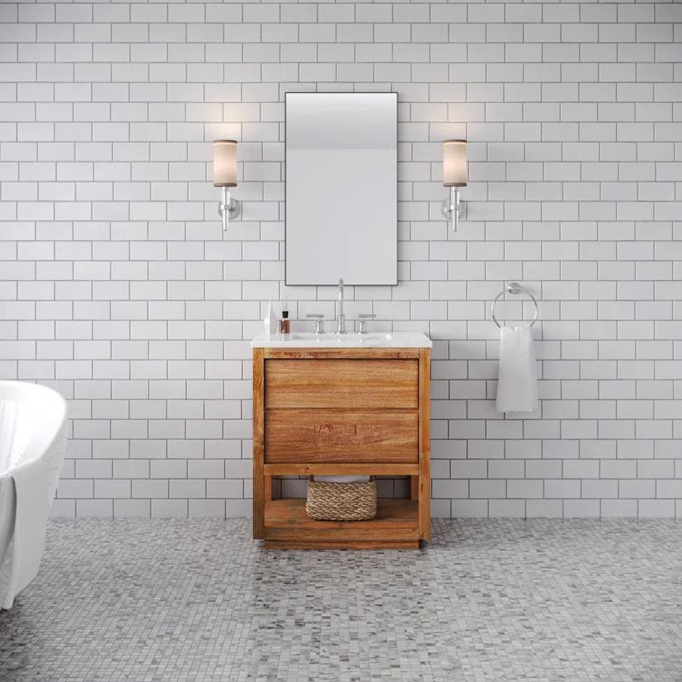 Oakman 30" Mango Wood Single Sink Vanity with Carrara Marble Top