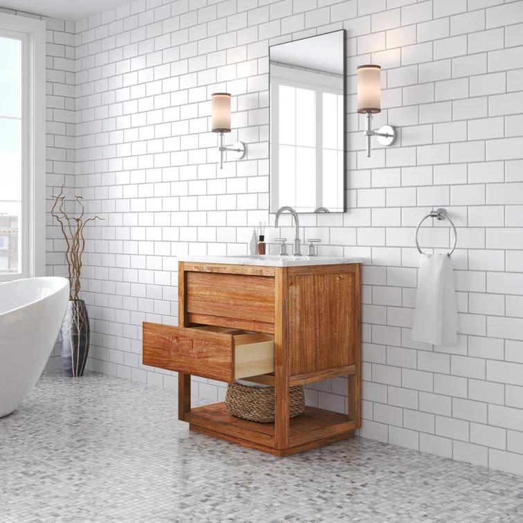 Oakman 30" Mango Wood Single Sink Vanity with Carrara Marble Top