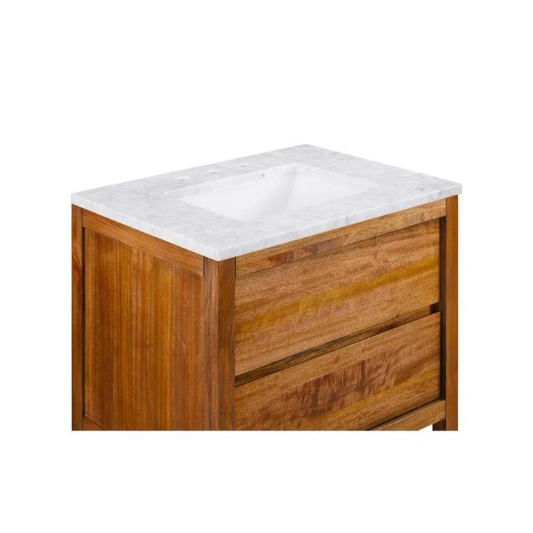 Oakman 30" Mango Wood Single Sink Vanity with Carrara Marble Top