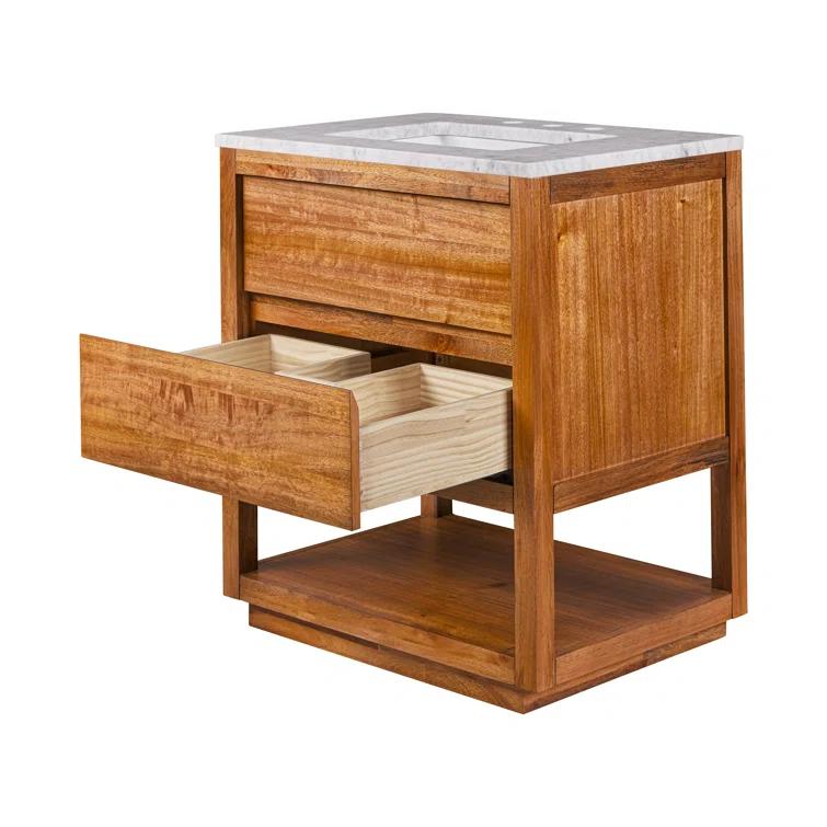 Oakman 30" Mango Wood Single Sink Vanity with Carrara Marble Top