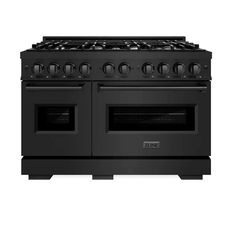 ZLINE CGRB-48 ZLINE 48 in. 6.7 cu. ft. Classic Double Oven Gas Range W/ 8 Burner Cooktop in Black Stainless Steel (CGRB-48)