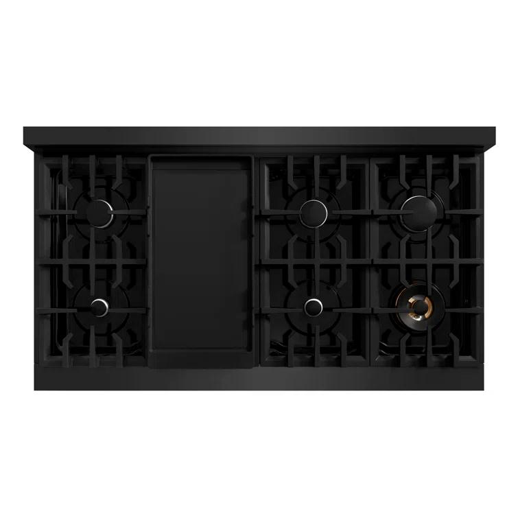 ZLINE CGRB-48 ZLINE 48 in. 6.7 cu. ft. Classic Double Oven Gas Range W/ 8 Burner Cooktop in Black Stainless Steel (CGRB-48)