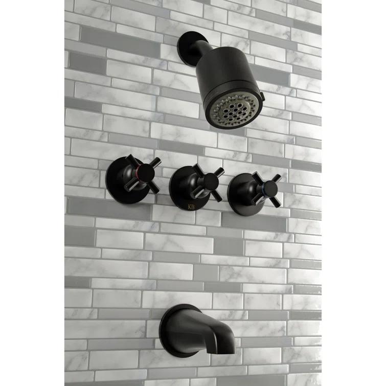 Kingston Brass Concord Triple-Handle Tub and Shower Faucet