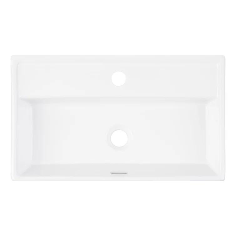 Signature Hardware 484632 22" Kaisy White Porcelain Rectangular Wall Mount Bathroom Sink with Overflow