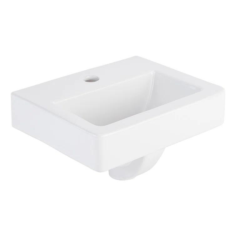 15" Brynsdale White Porcelain Rectangular Wall Mount Bathroom Sink with Overflow