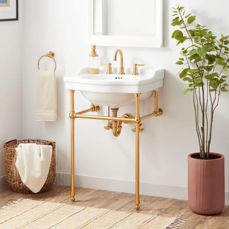 24" Cierra 31" Tall Porcelain Rectangular Console Bathroom Sink with Overflow