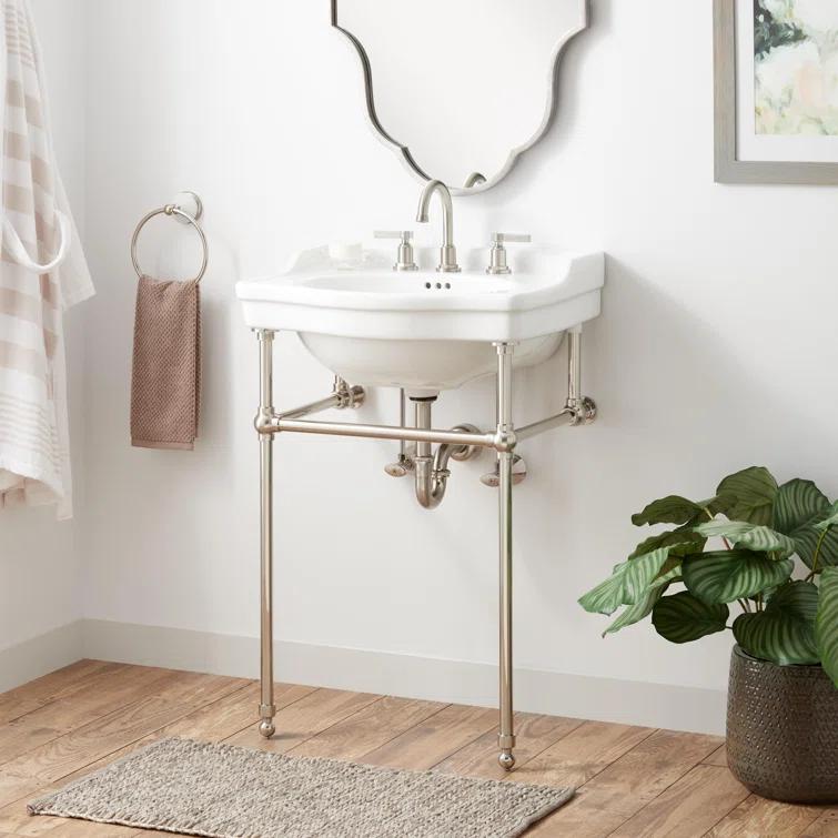24" Cierra 31" Tall Porcelain Rectangular Console Bathroom Sink with Overflow