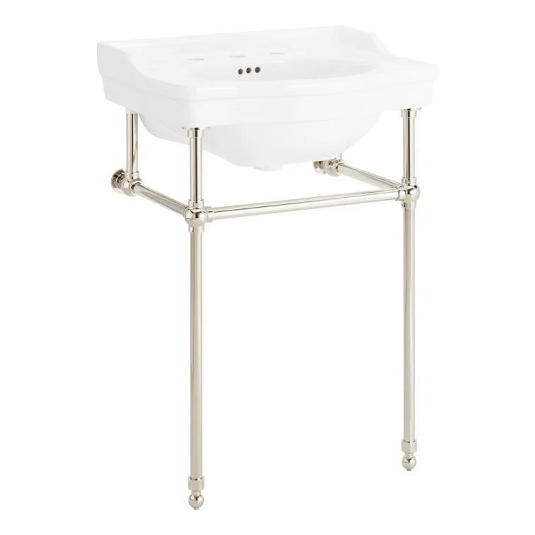 24" Cierra 31" Tall Porcelain Rectangular Console Bathroom Sink with Overflow