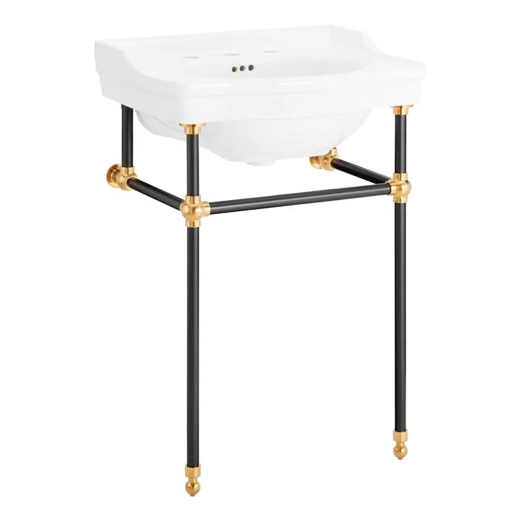 24" Cierra 31" Tall Porcelain Rectangular Console Bathroom Sink with Overflow