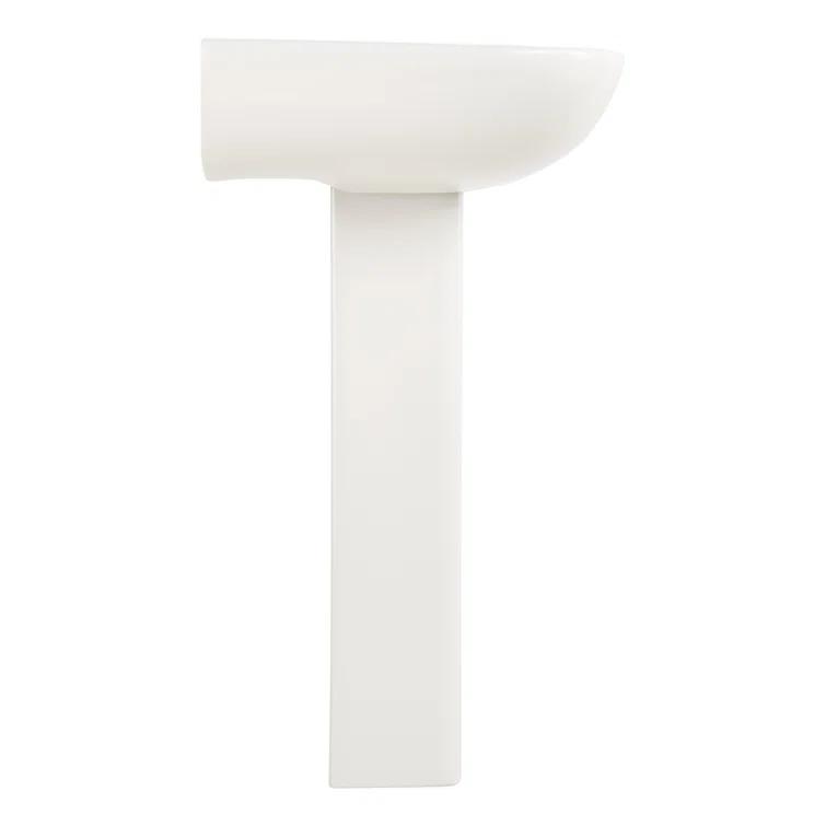 23" Rainsville 27.75" Tall White Porcelain Rectangular Pedestal/Wall Bathroom Sink with Overflow