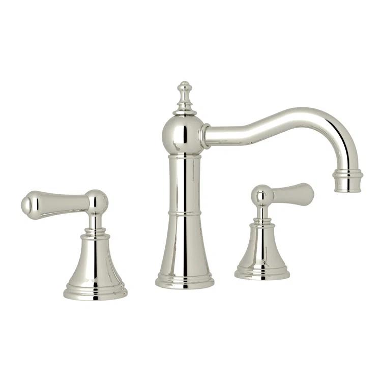 Polished Nickel Traditional Widespread Bathroom Faucet with Brass Handles
