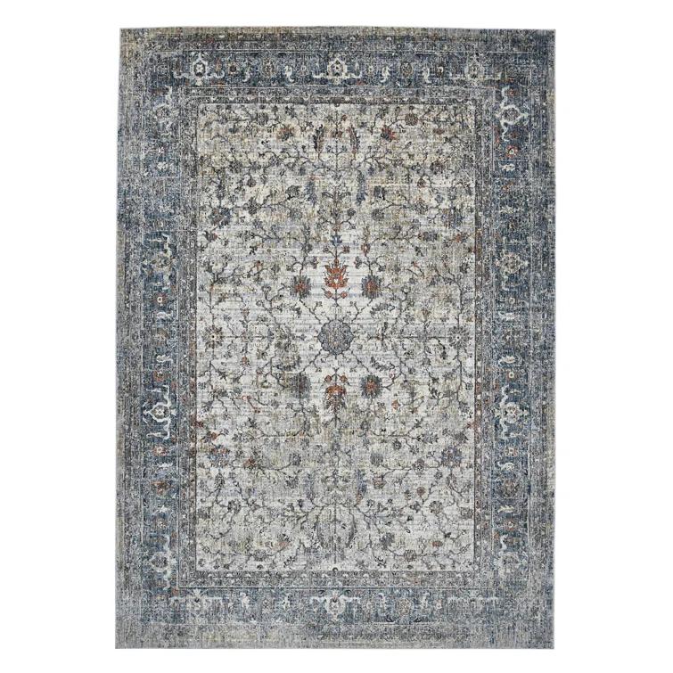Elynna Transitional Bordered Premium Polyester Performance Area Rug