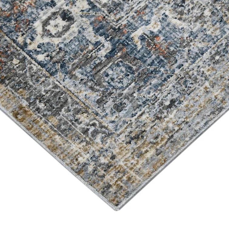 Elynna Transitional Bordered Premium Polyester Performance Area Rug