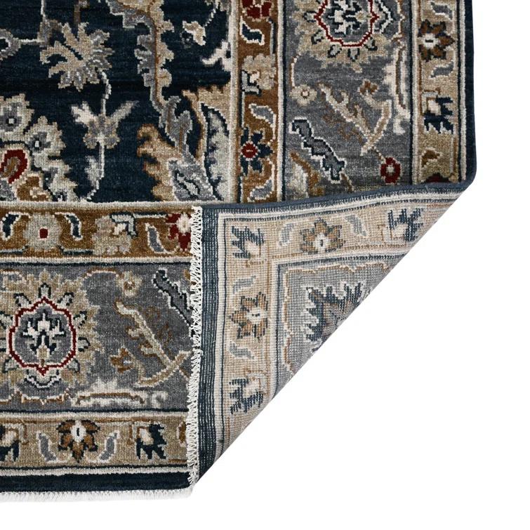 AMER Rugs Bristol Oriental Handmade Hand-Knotted Area Rug in Blue/Gray