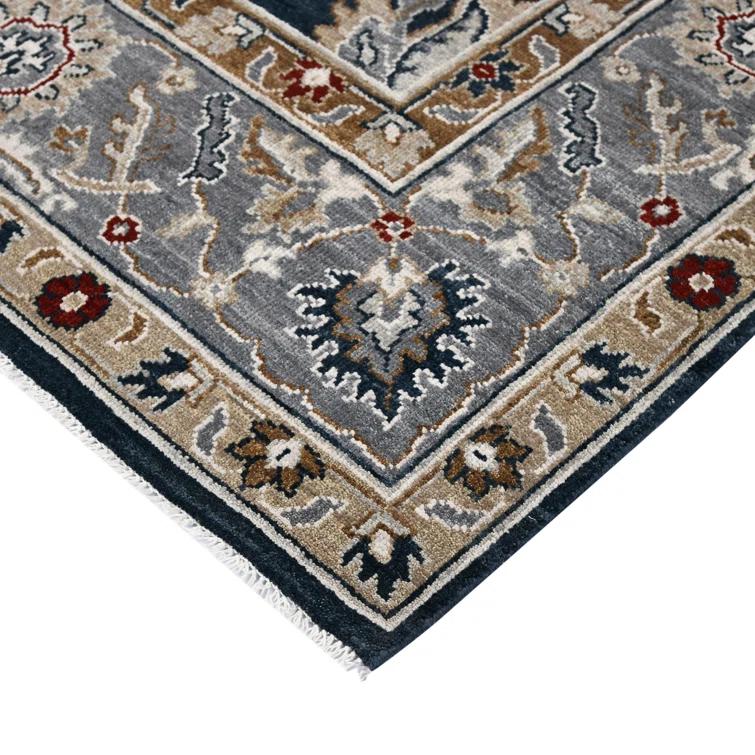 AMER Rugs Bristol Oriental Handmade Hand-Knotted Area Rug in Blue/Gray