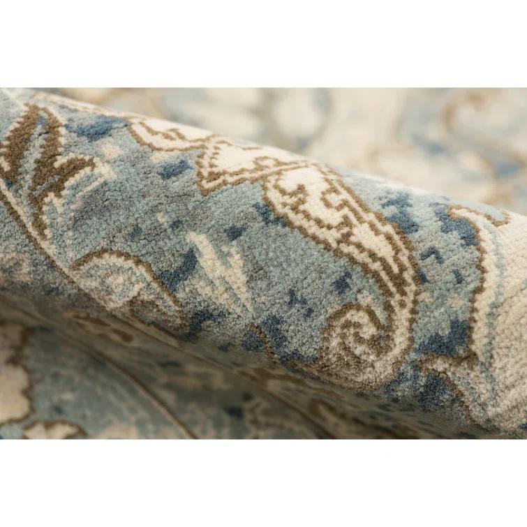 Hand-Knotted Blue Wool Rectangular Area Rug 2' x 3'
