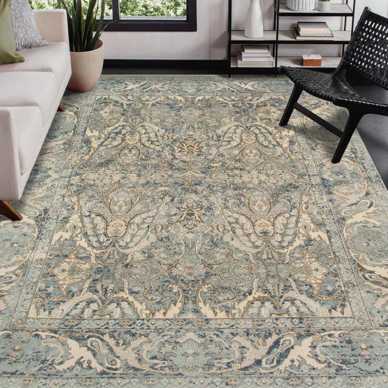 Hand-Knotted Blue Wool Rectangular Area Rug 2' x 3'