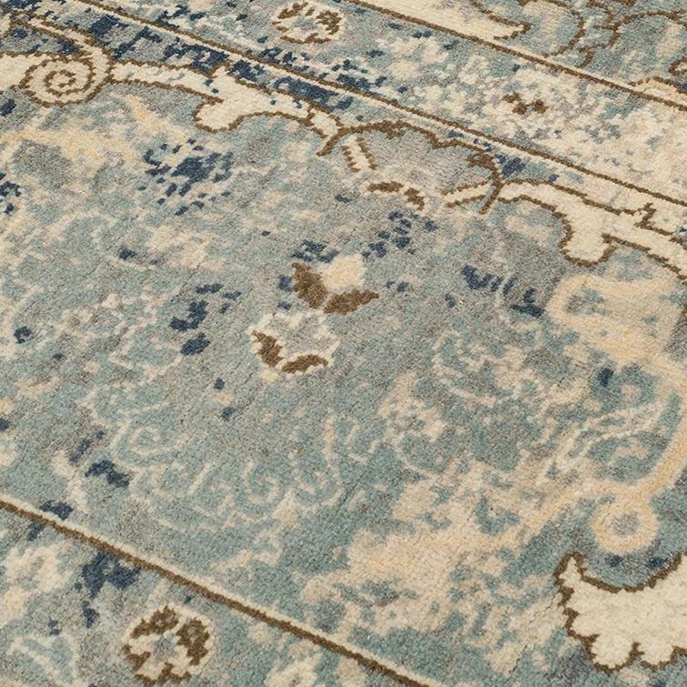 Hand-Knotted Blue Wool Rectangular Area Rug 2' x 3'