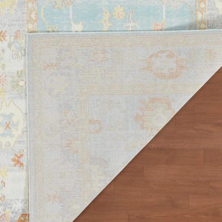 Bordered Floral Durable Performance Indoor/Outdoor Area Rug