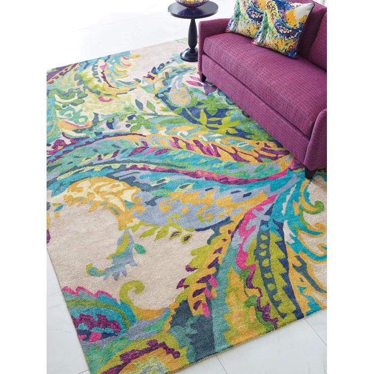 Galleria Floral Handmade Tufted Wool Blue/Green/Yellow Area Rug