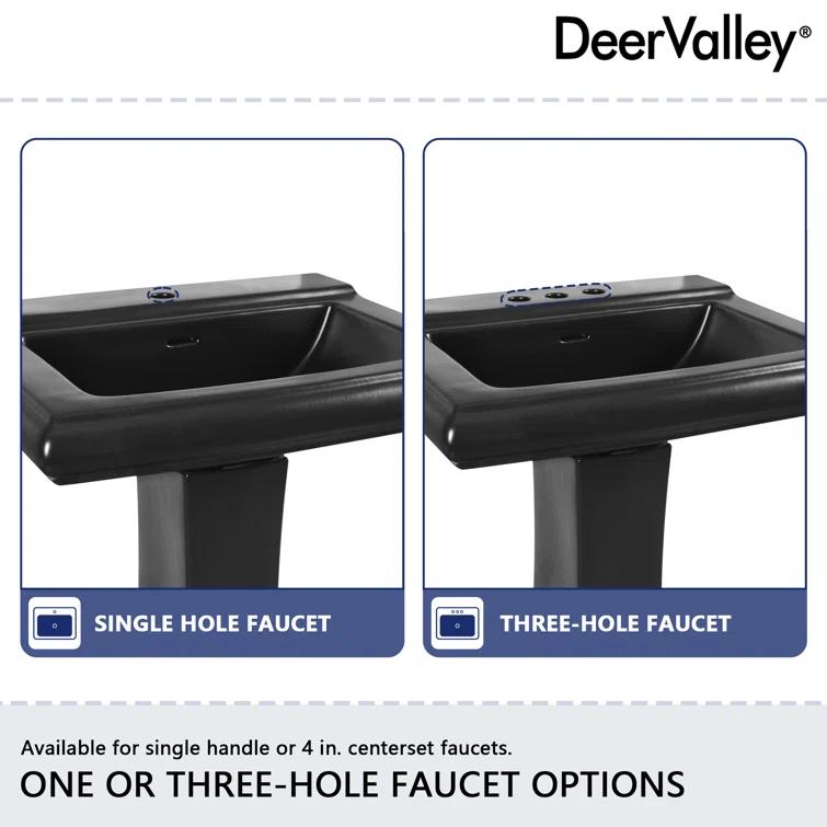 Apex 34" Tall Rectangular Vitreous China Pedestal Bathroom Sink with Overflow