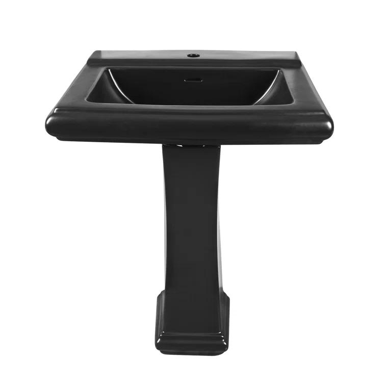 DeerValley Apex 34" Tall Rectangular Vitreous China Pedestal Bathroom Sink with Overflow DV-1P521