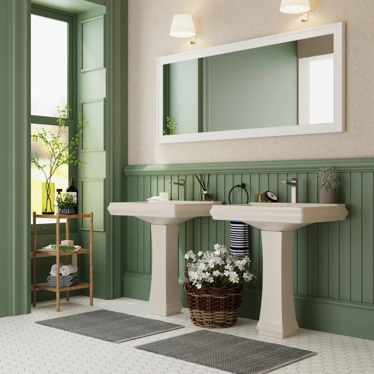 Apex 34" Tall Rectangular Vitreous China Pedestal Bathroom Sink with Overflow