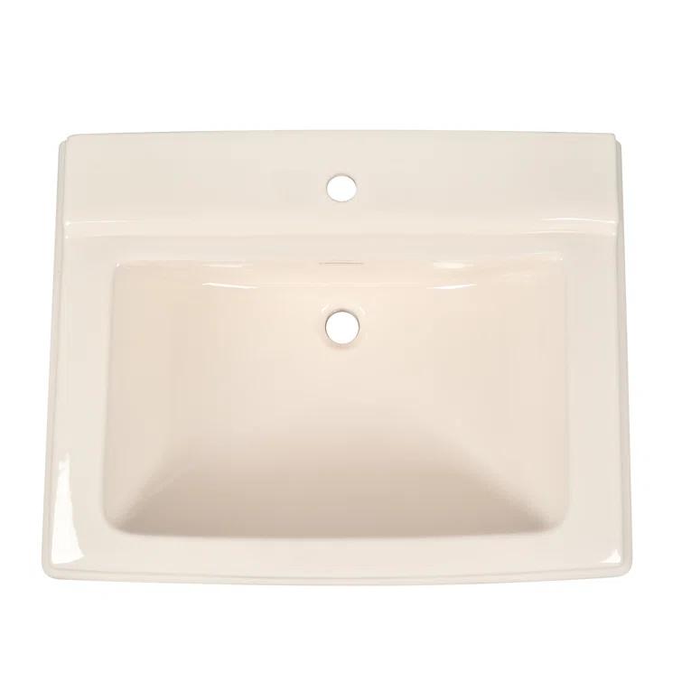 Apex 34" Tall Rectangular Vitreous China Pedestal Bathroom Sink with Overflow