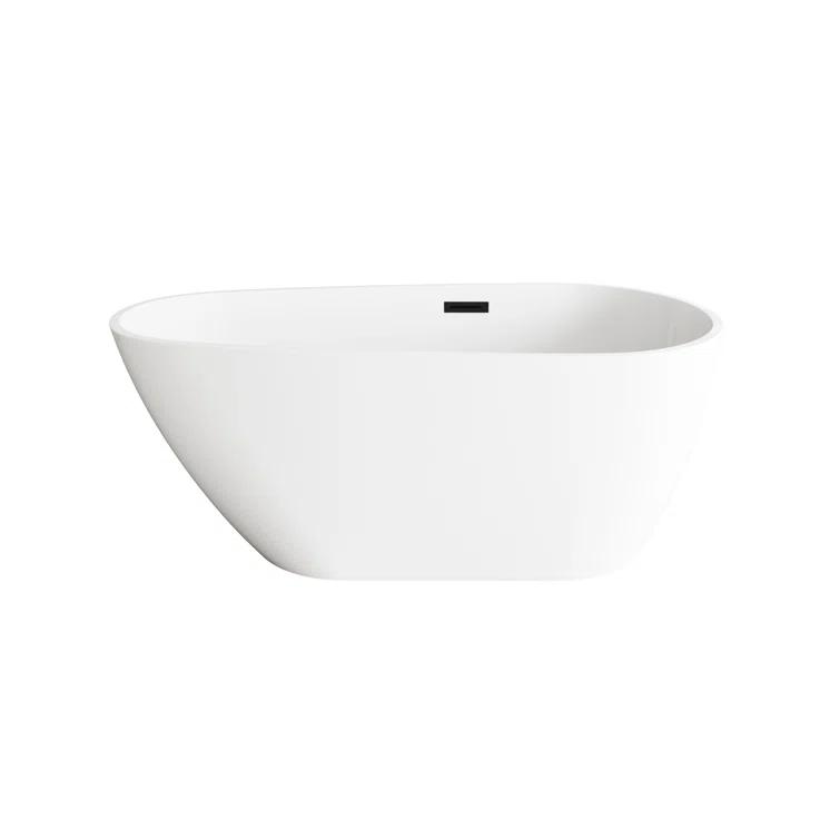 Elegant Kitchen and Bath 59 inch Bathtub in Glossy White with Matte Black Trim
