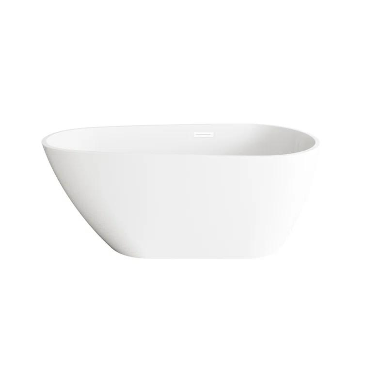 59 Inch Bathtub in Glossy White with Trim