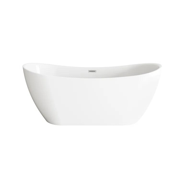Living District 67 Inch Bathtub in Glossy White with Trim BT30467GW-BNK