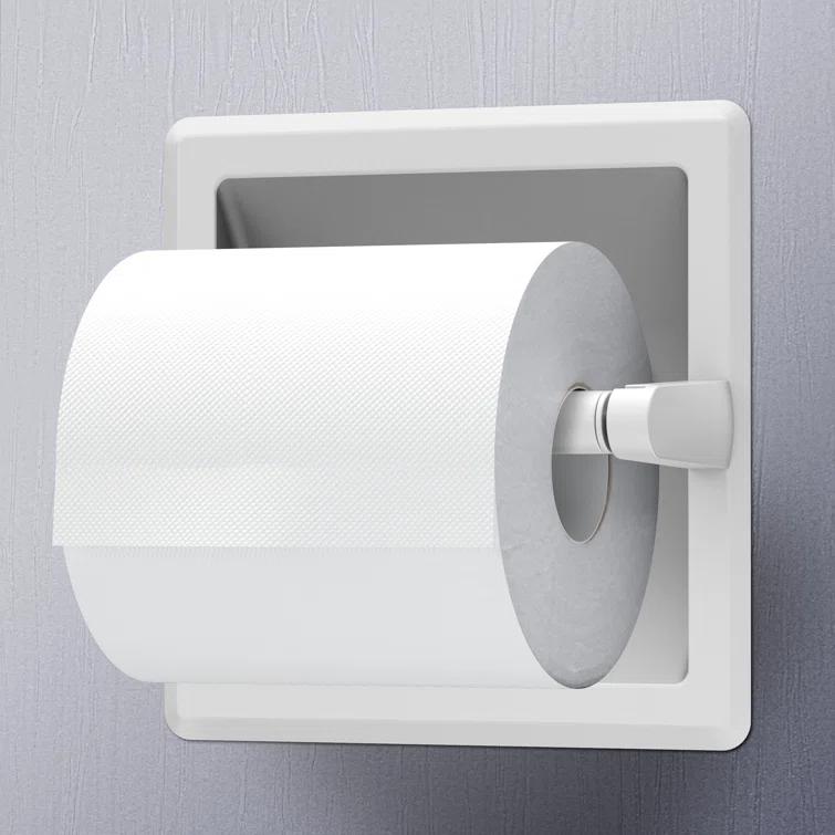 Wall Mounted Recessed Toilet Paper Holder | Pivoting Toilet Paper Roll Holder | Hotel Style In Wall Toilet Paper Holder for Regular Roll