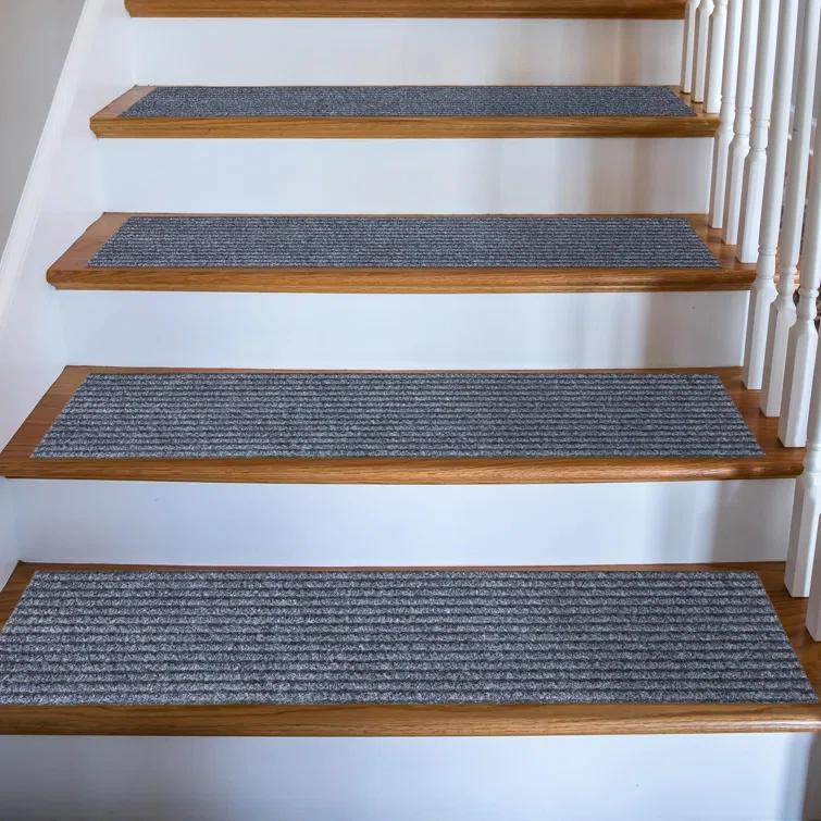 Ottomanson Non-Slip Rubberback Ribbed Design Indoor/Outdoor Stair Treads (Set of 7)
