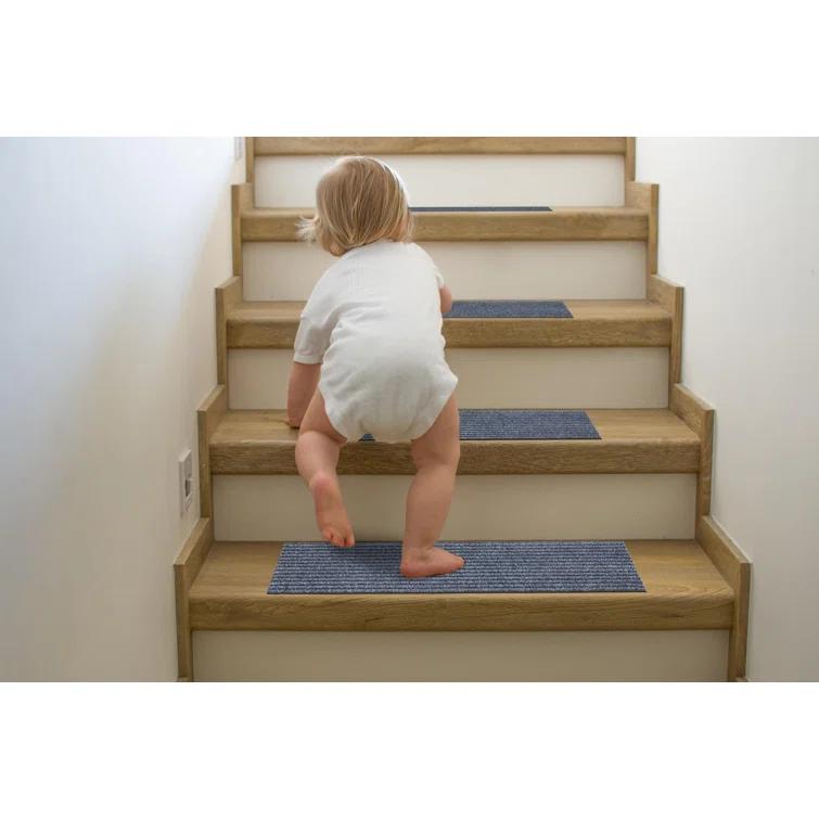 Ottomanson Non-Slip Rubberback Ribbed Design Indoor/Outdoor Stair Treads (Set of 7)